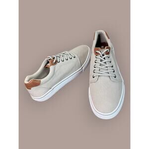 US Sports Mens Canvas Casual Boat Sneakers Laced Up Shoes Size 10 Taupe Gray